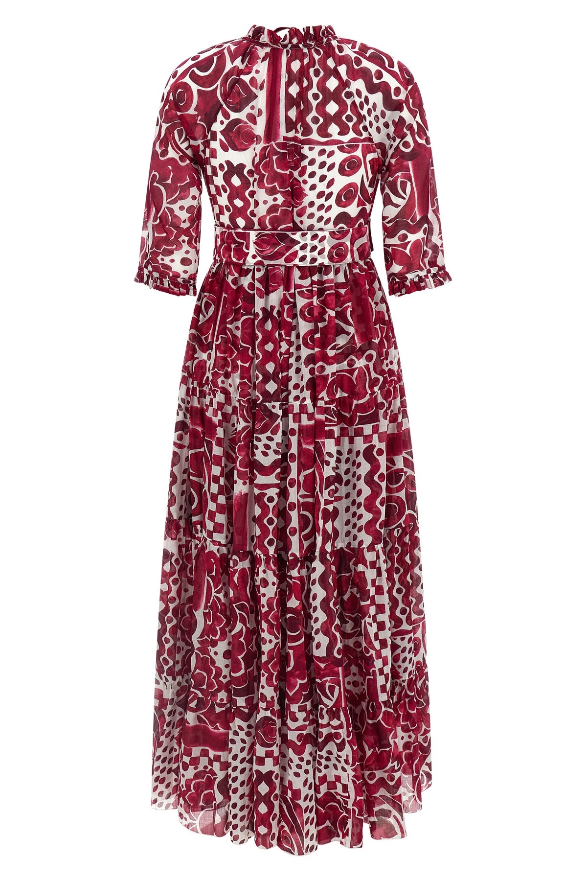 SAMANTHA SUNG 2 long eden dress in all-over print cotton muslin
