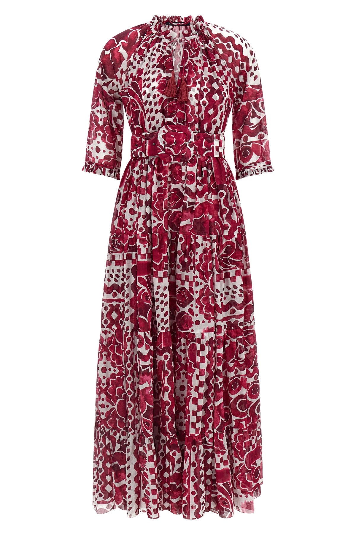 SAMANTHA SUNG 2 long eden dress in all-over print cotton muslin