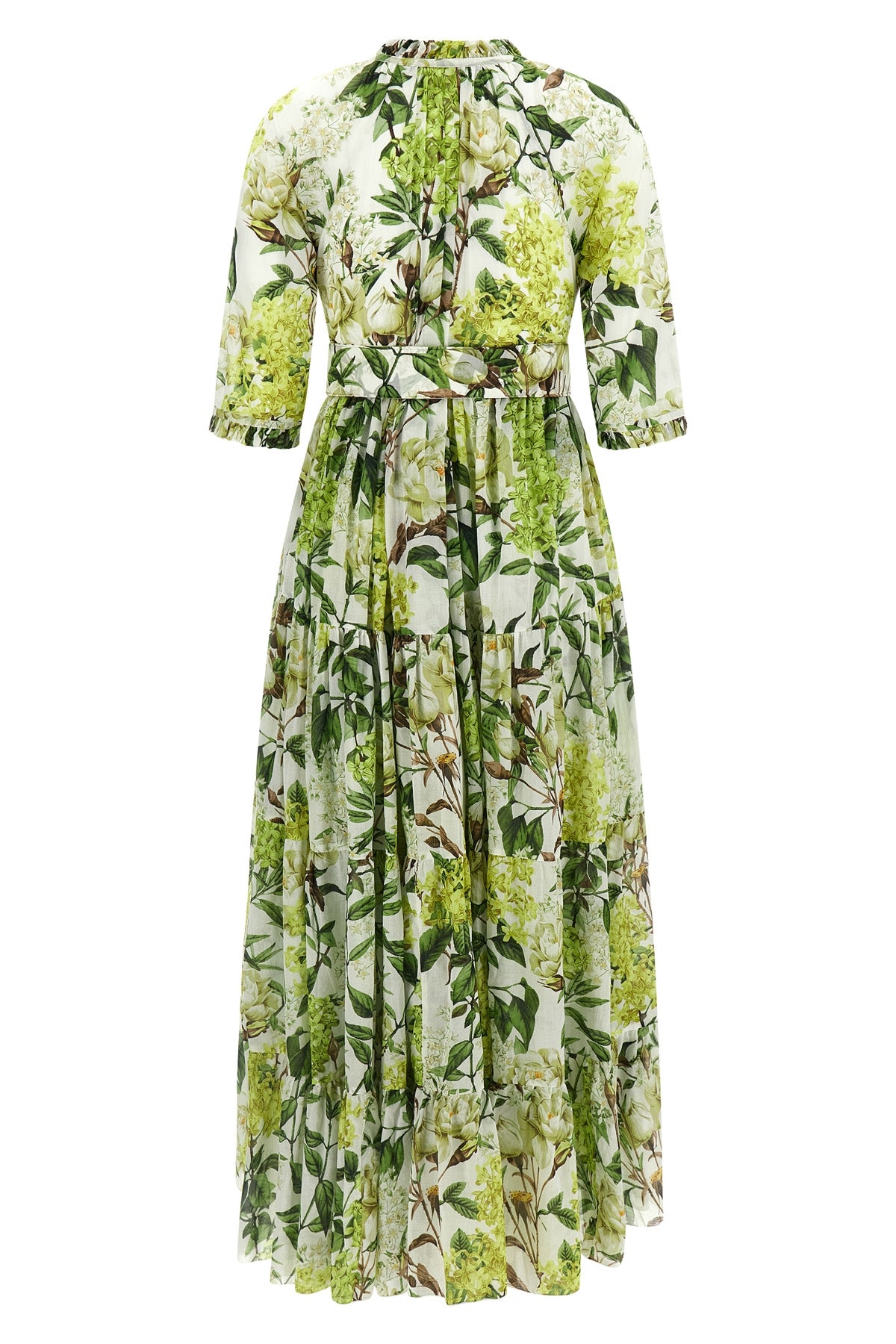 SAMANTHA SUNG 2 long eden dress in all-over print cotton muslin