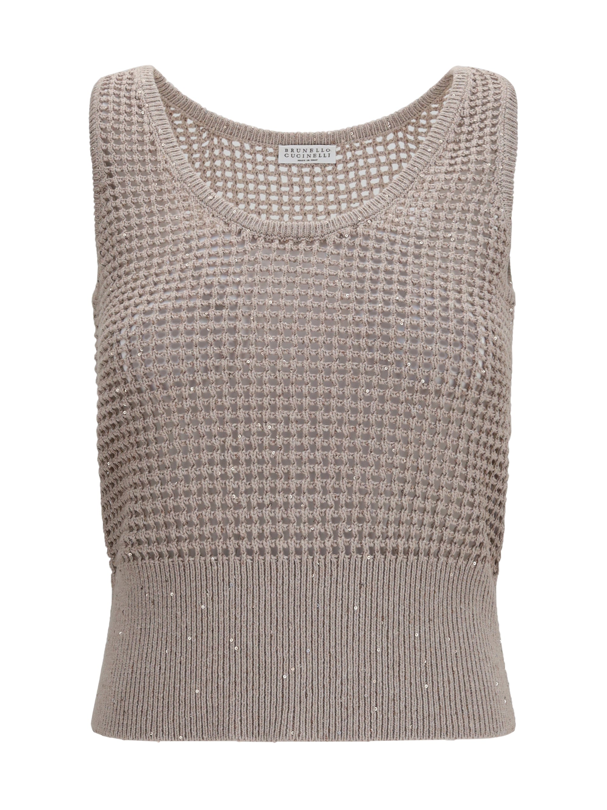 BRUNELLO CUCINELLI M perforated sequin tank top