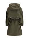 belted hooded raincoat