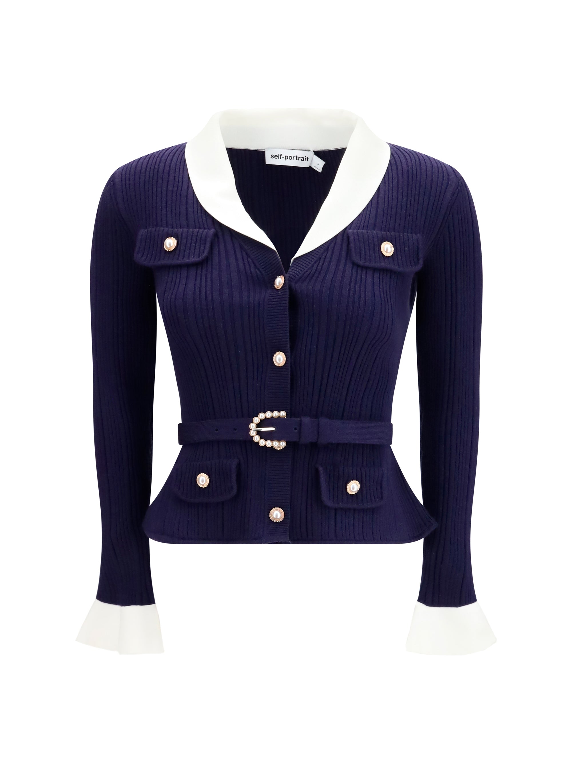 SELF-PORTRAIT L ribbed cardigan