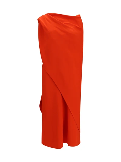 draped silk midi dress
