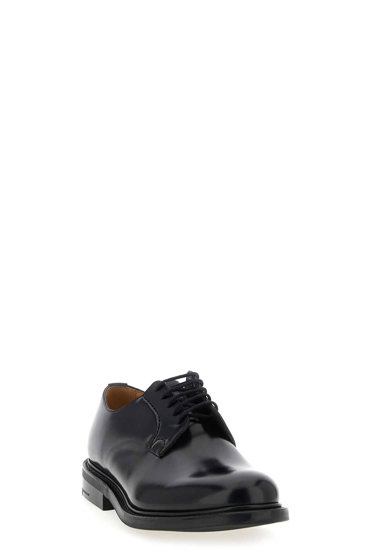 shannon derby in polished brushed calf leather