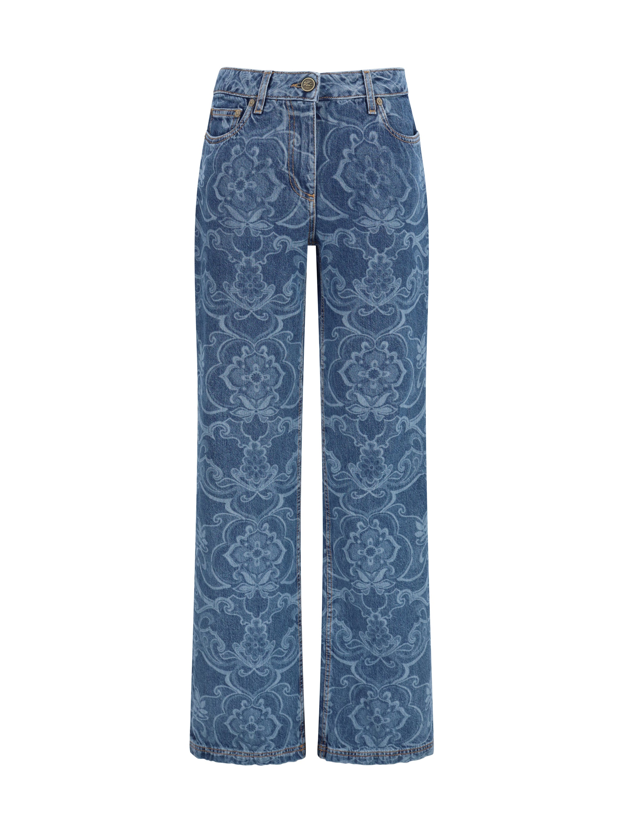ETRO 28 ornamental jacquard denim jeans