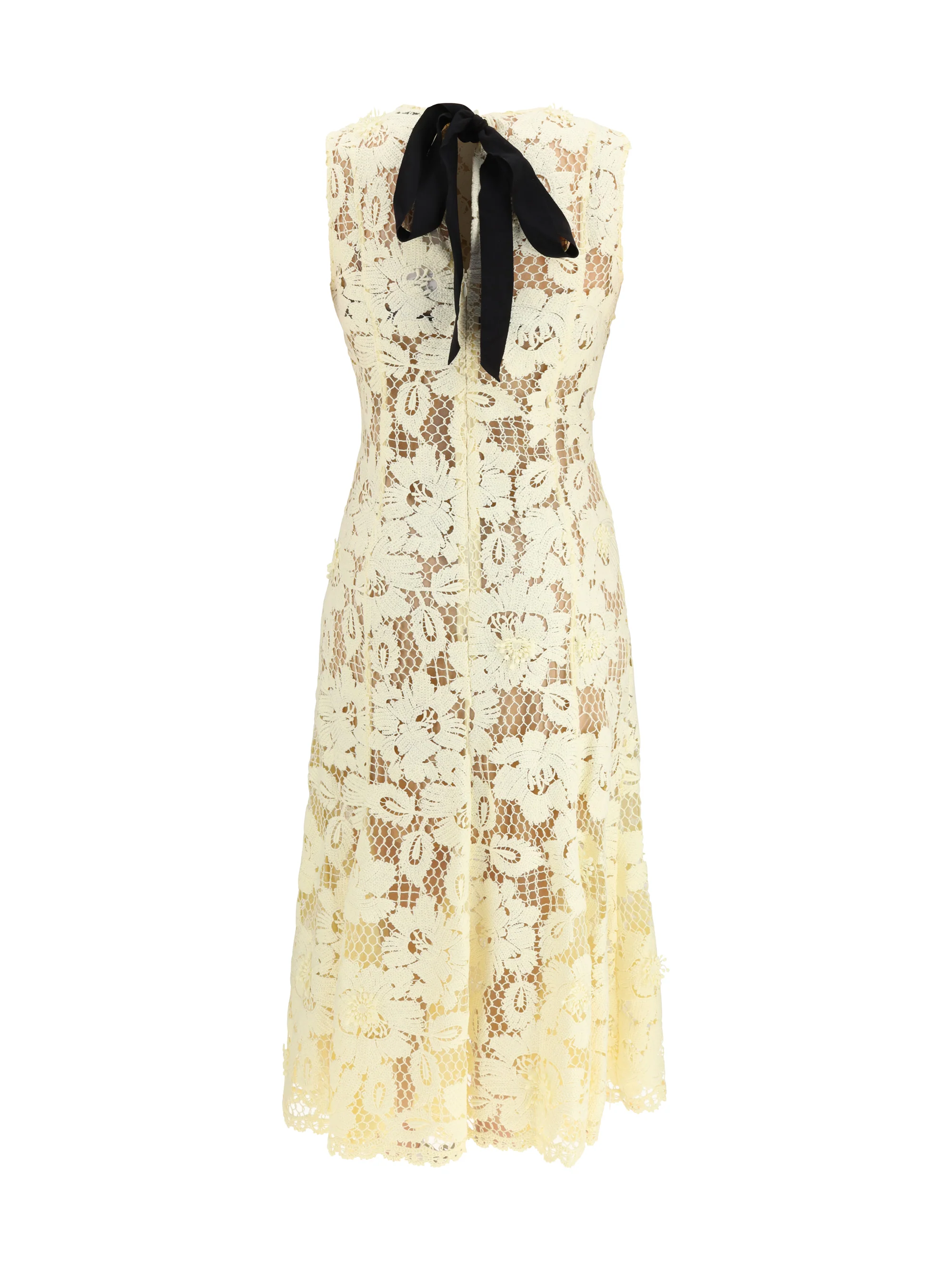 crochet lace midi dress
