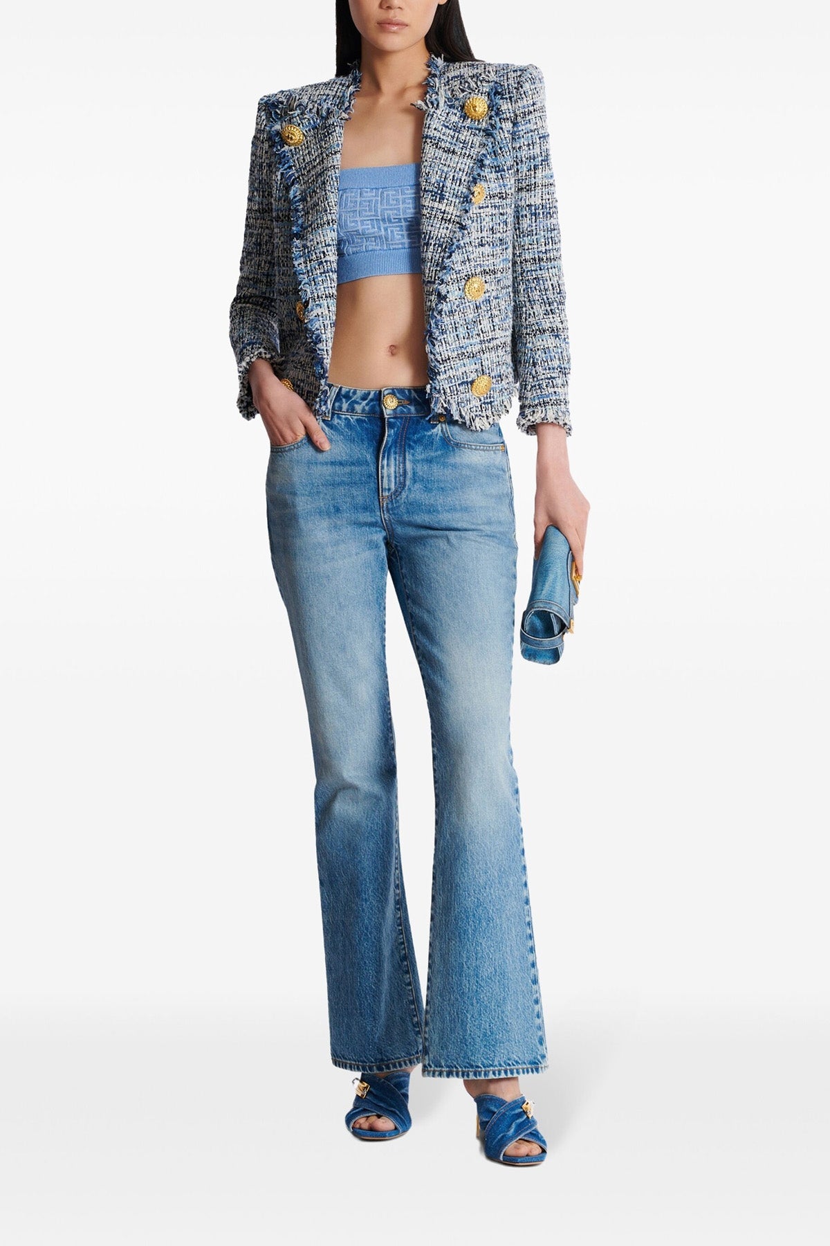 BALMAIN 40 shiny knit top