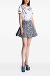 high-waisted flared pleated mini skirt in tweed