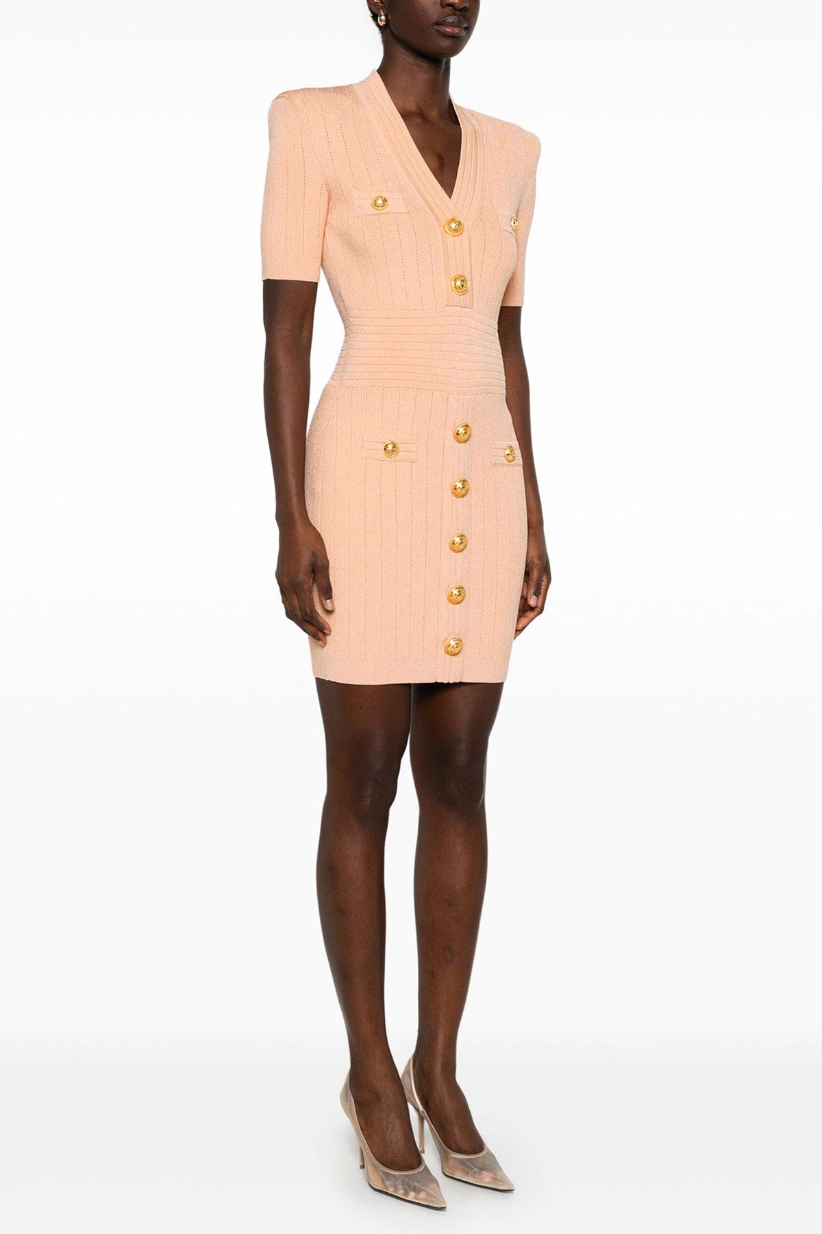 BALMAIN 38 ribbed knit dress
