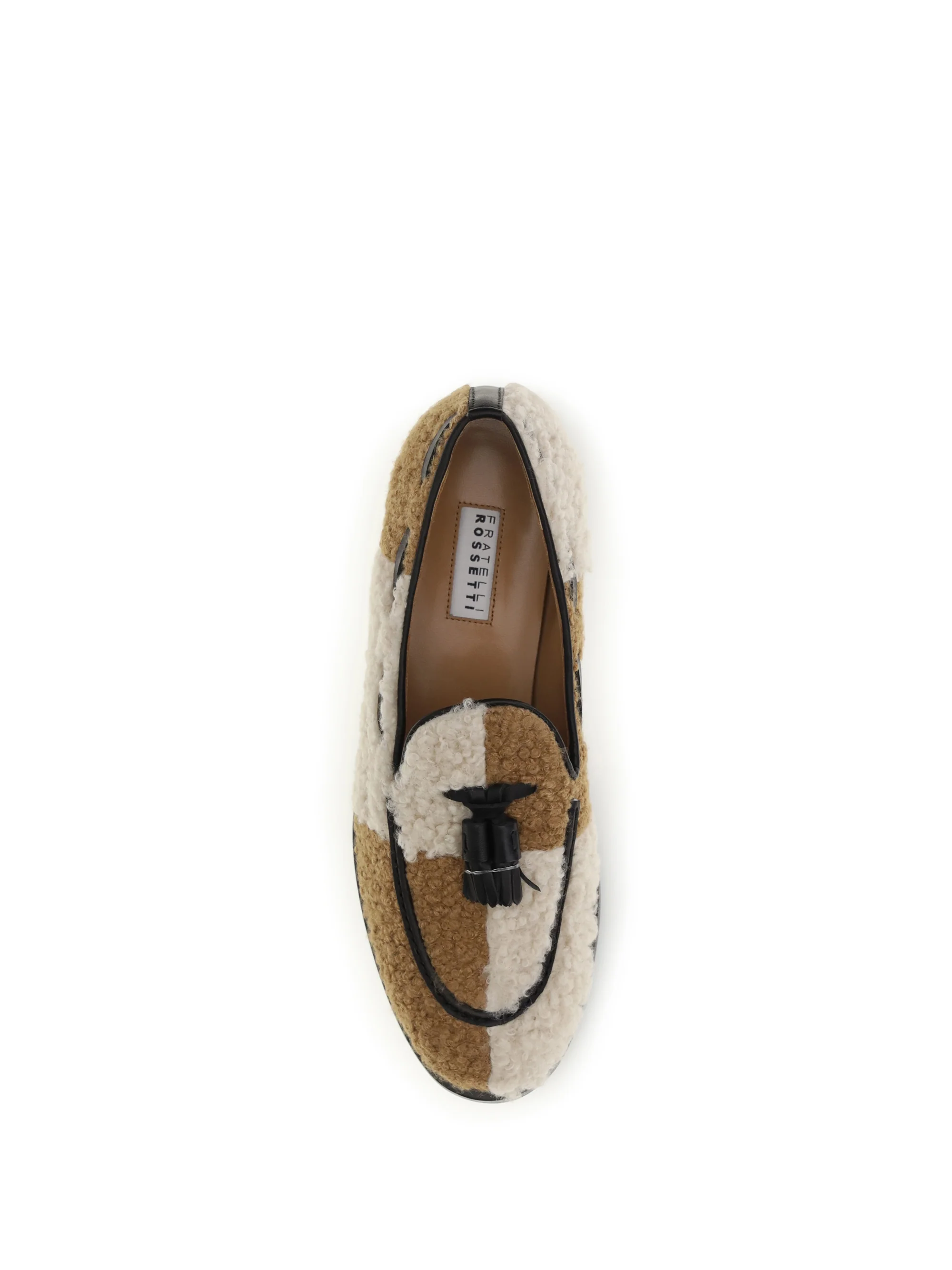 two-tone bouclé-effect loafers