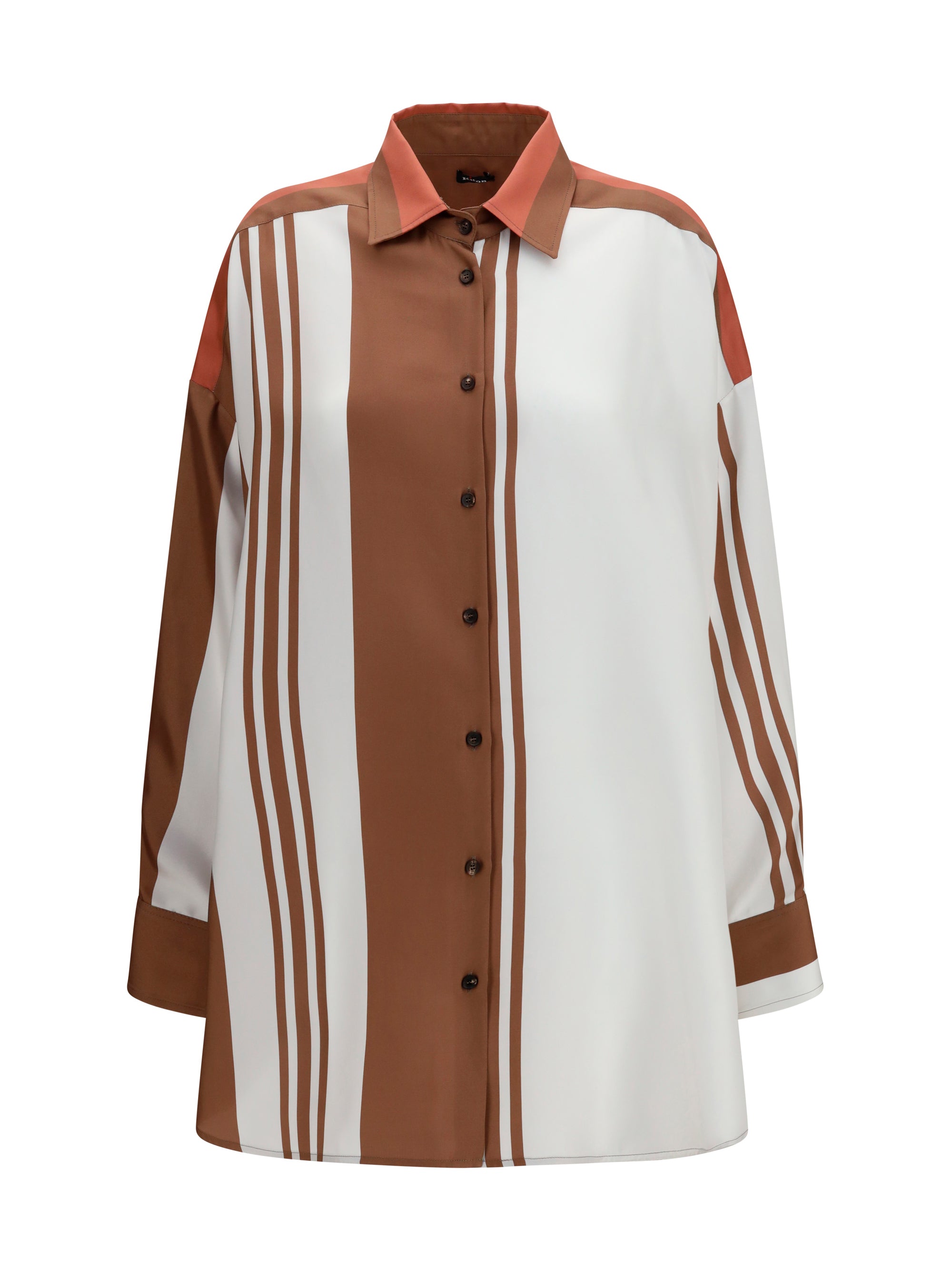 KITON 46 long striped silk shirt 