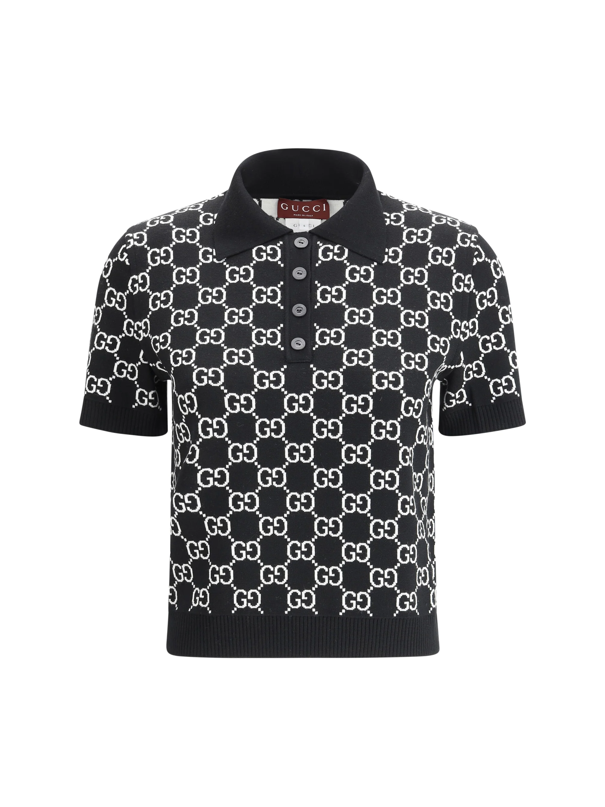 gg wool jacquard polo top