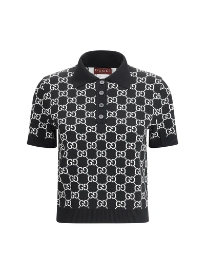 gg wool jacquard polo top