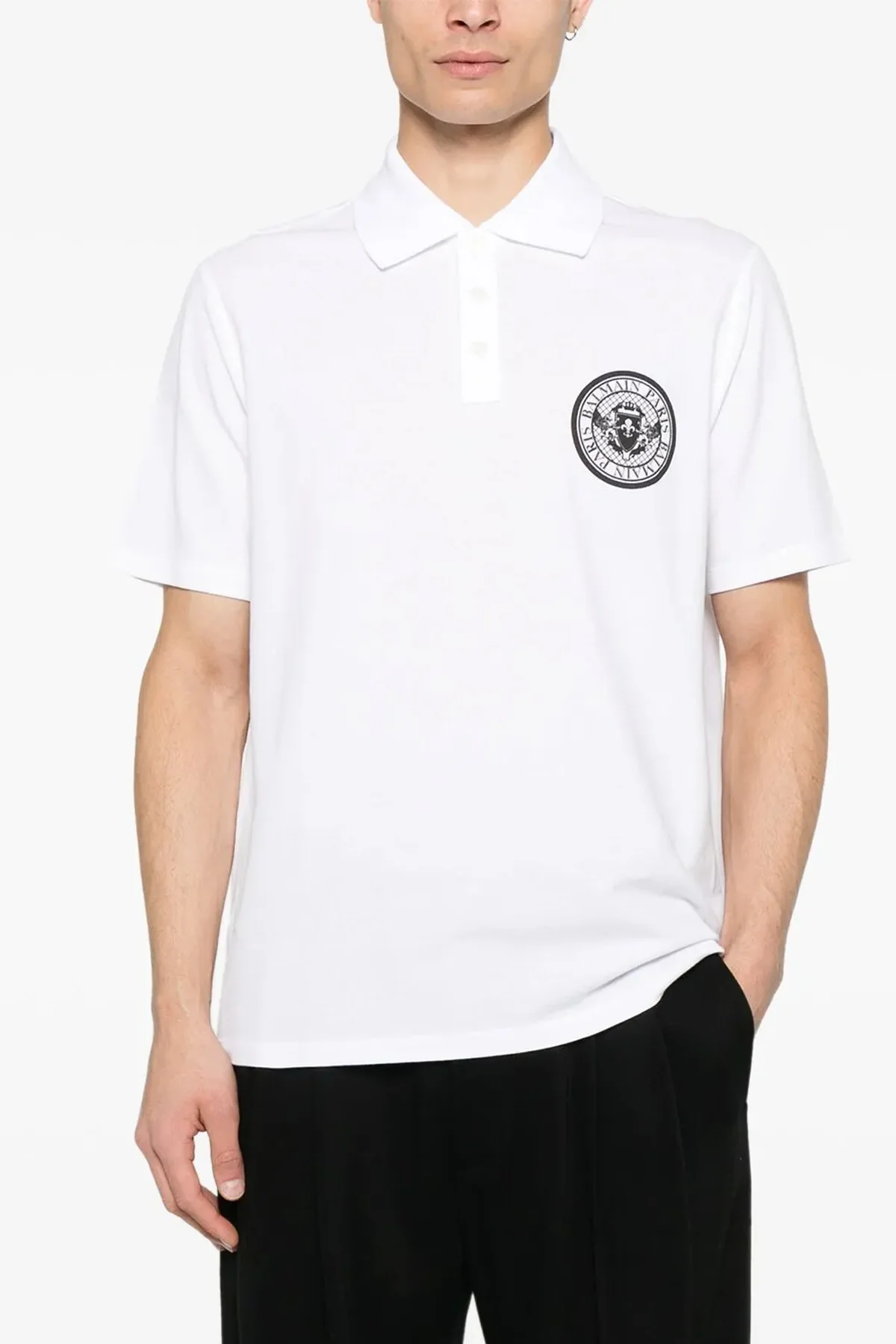 BALMAIN L piqué cotton polo shirt