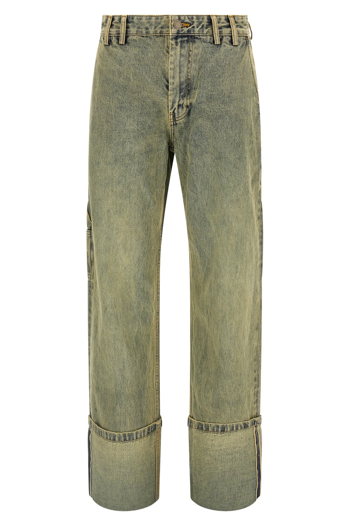 cuff surface wave jeans in selvedge cotton denim