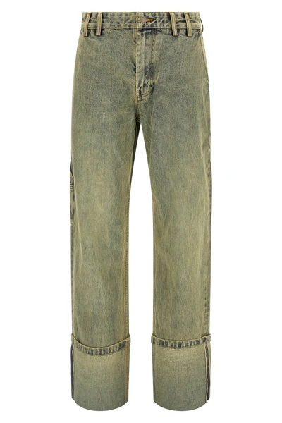 cuff surface wave jeans in selvedge cotton denim