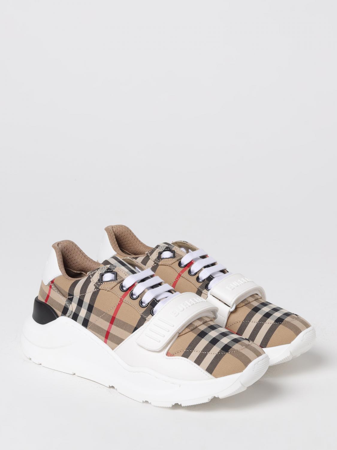BURBERRY 35 new regis check canvas and rubber sneakers