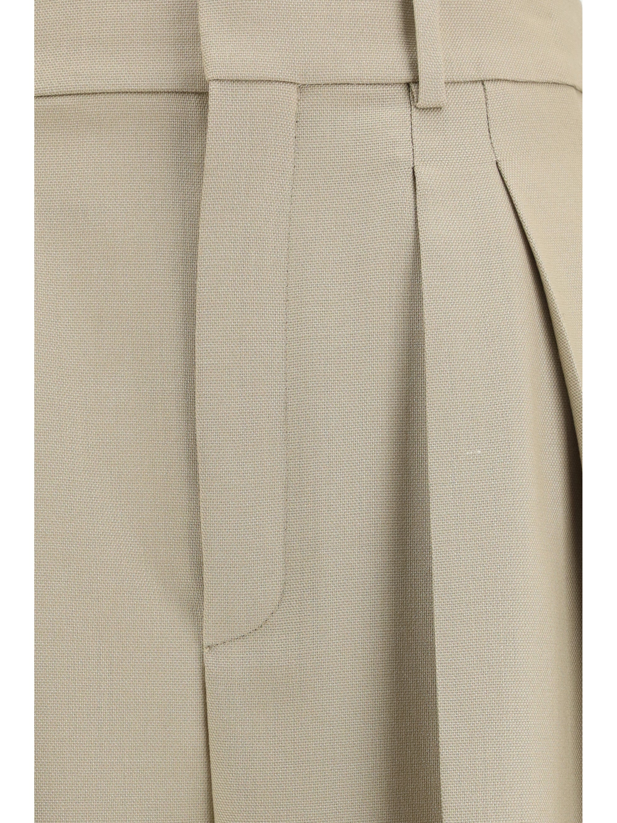 tailored wool and silk canvas pants