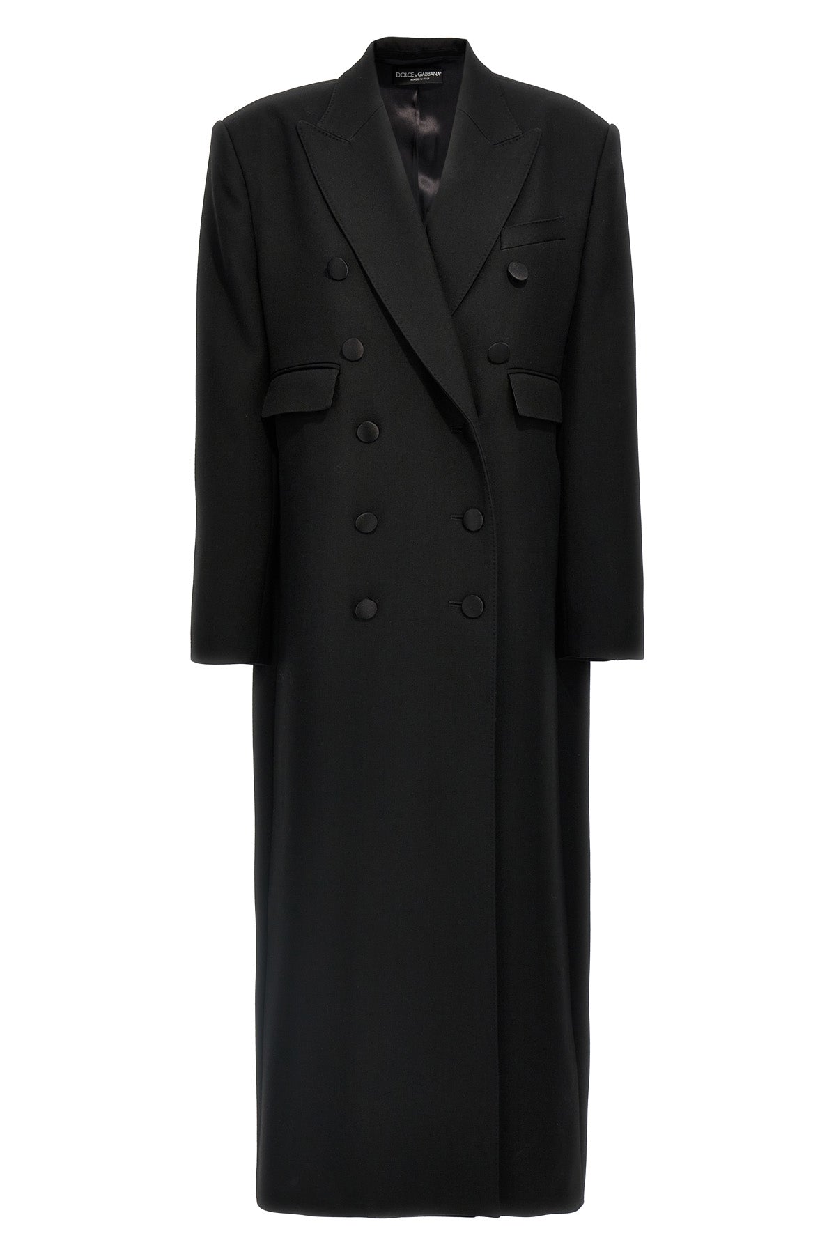 DOLCE amp; GABBANA 38 long tuxedo coat in double wool gabardine