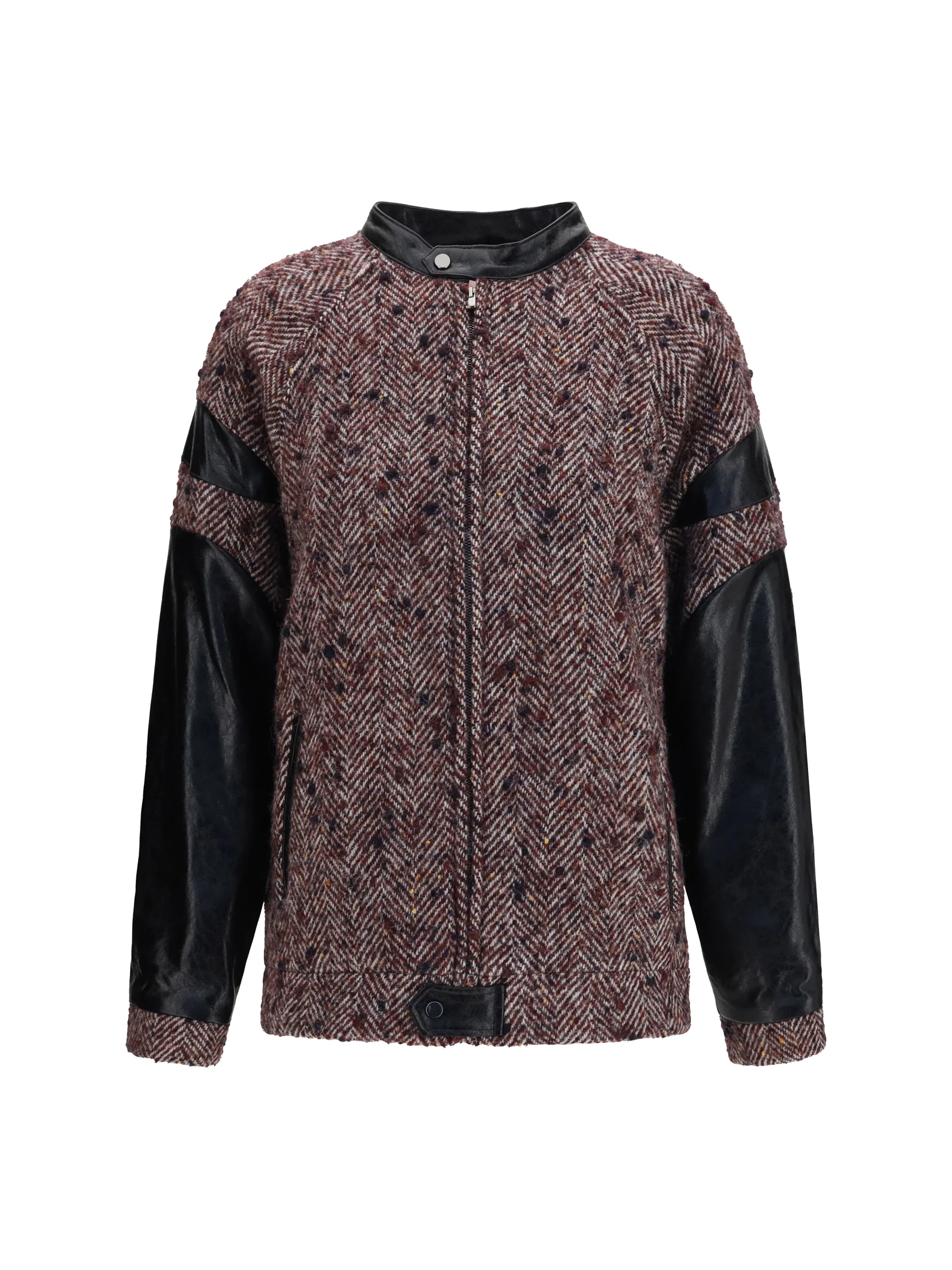 KRISTINA TI 40 virgin wool blend jacket with leather sleeves