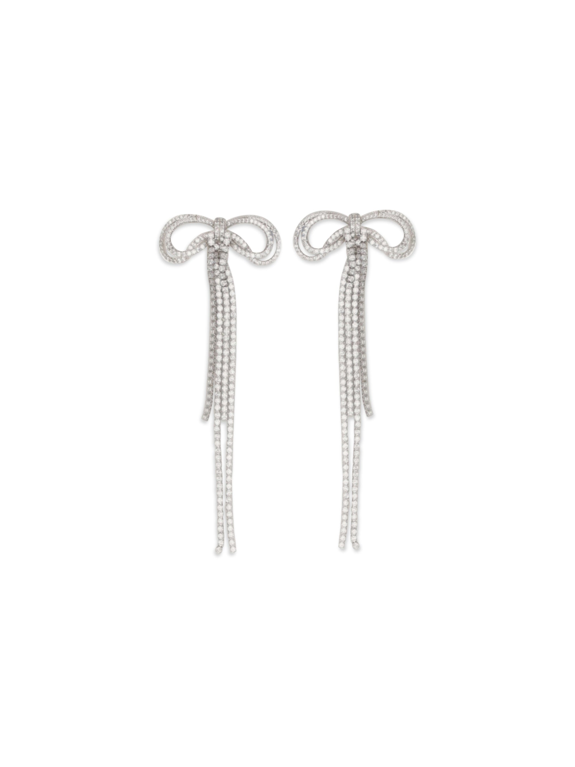SELF-PORTRAIT OS double crystal bow earrings