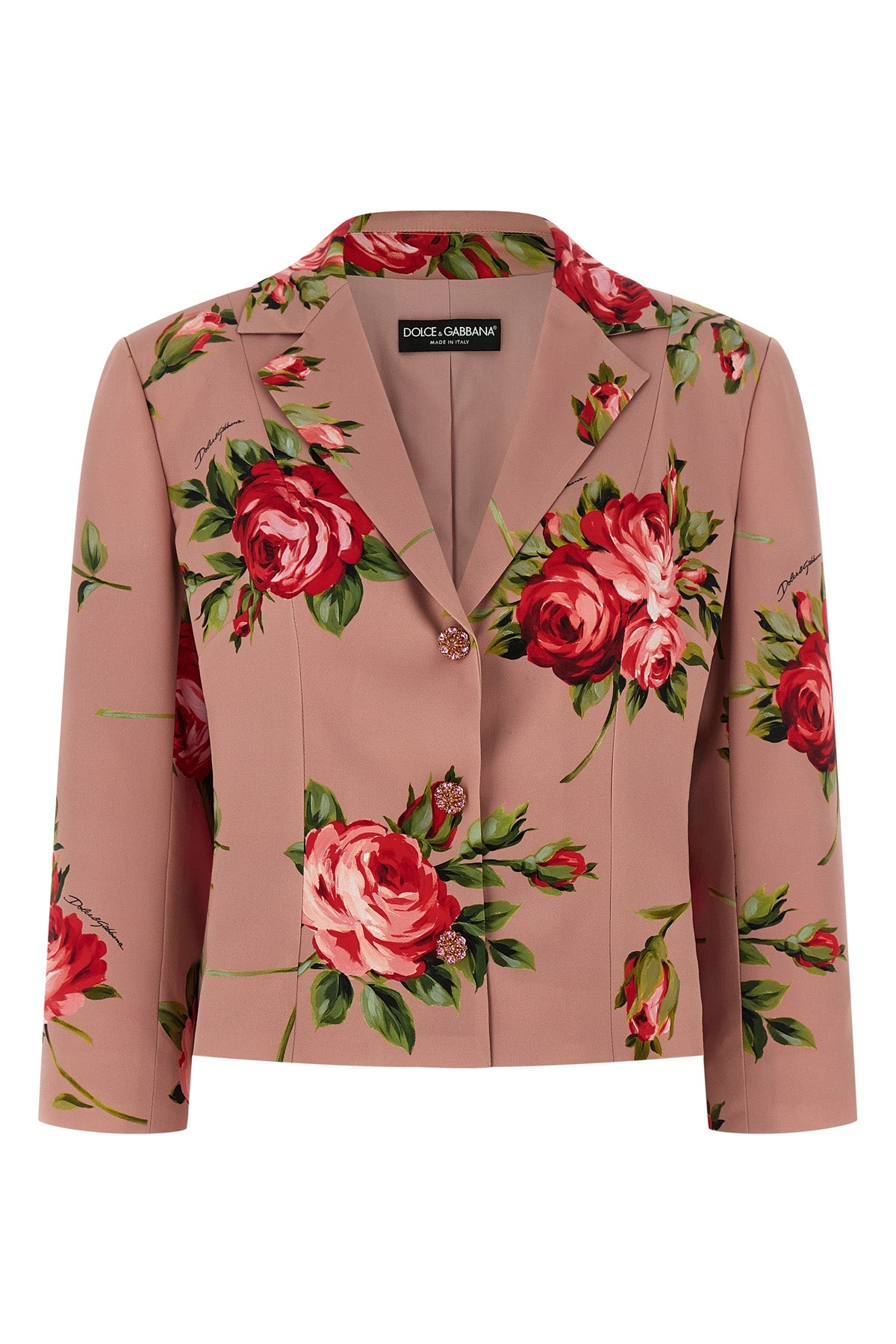 DOLCE amp; GABBANA 40 all-over bouquet rose print silk crêpe blazer
