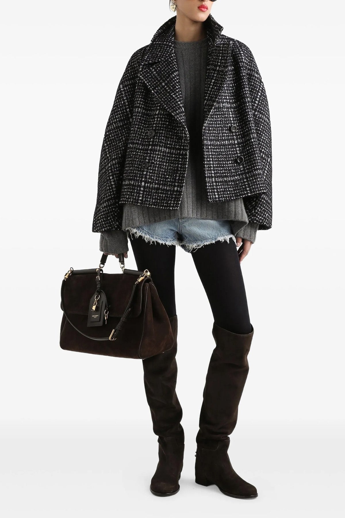 DOLCE amp; GABBANA 38 houndstooth patterned virgin wool