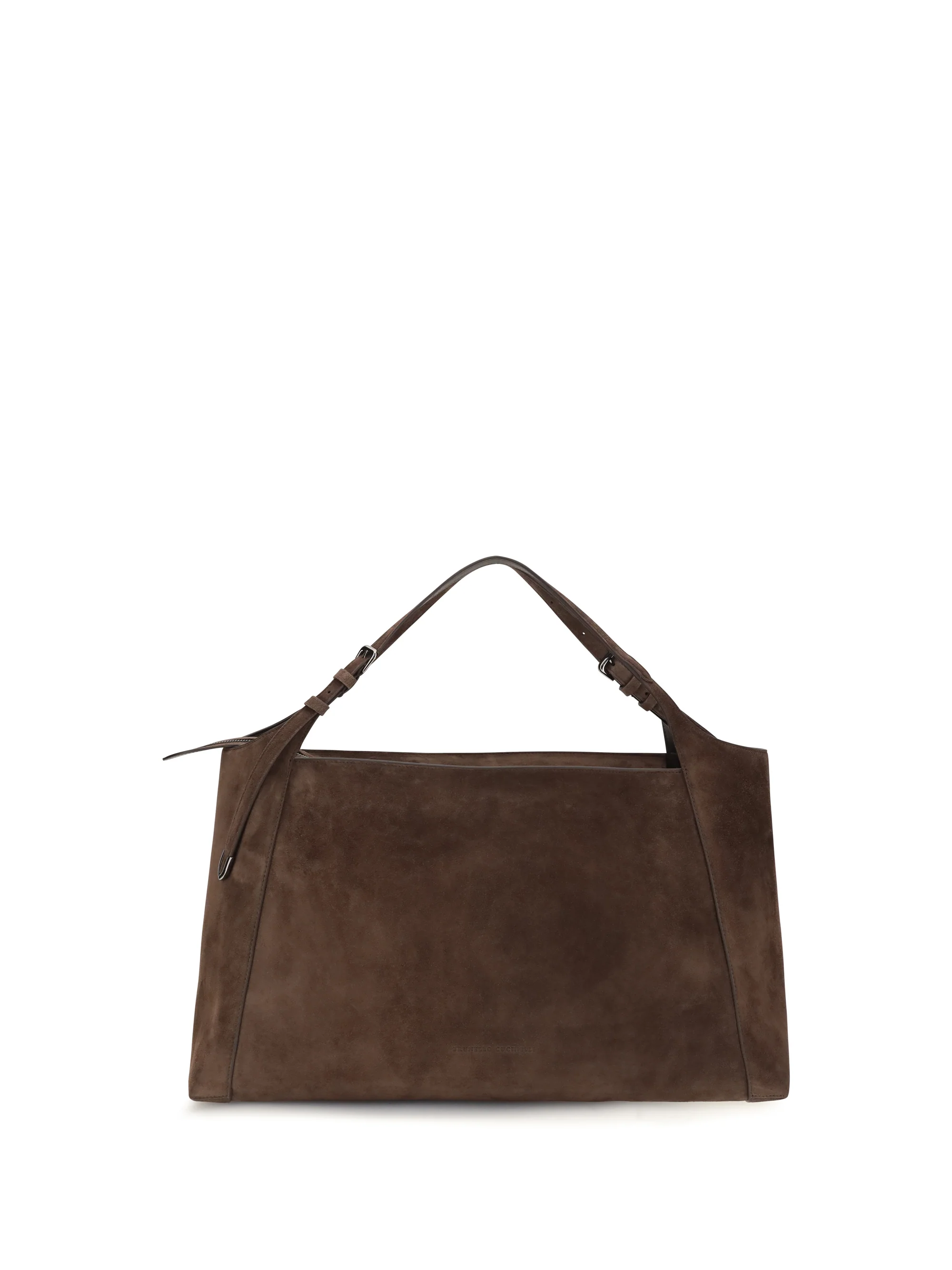 sartorial suede shoulder bag