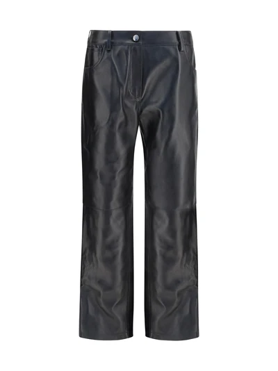straight-leg leather pants