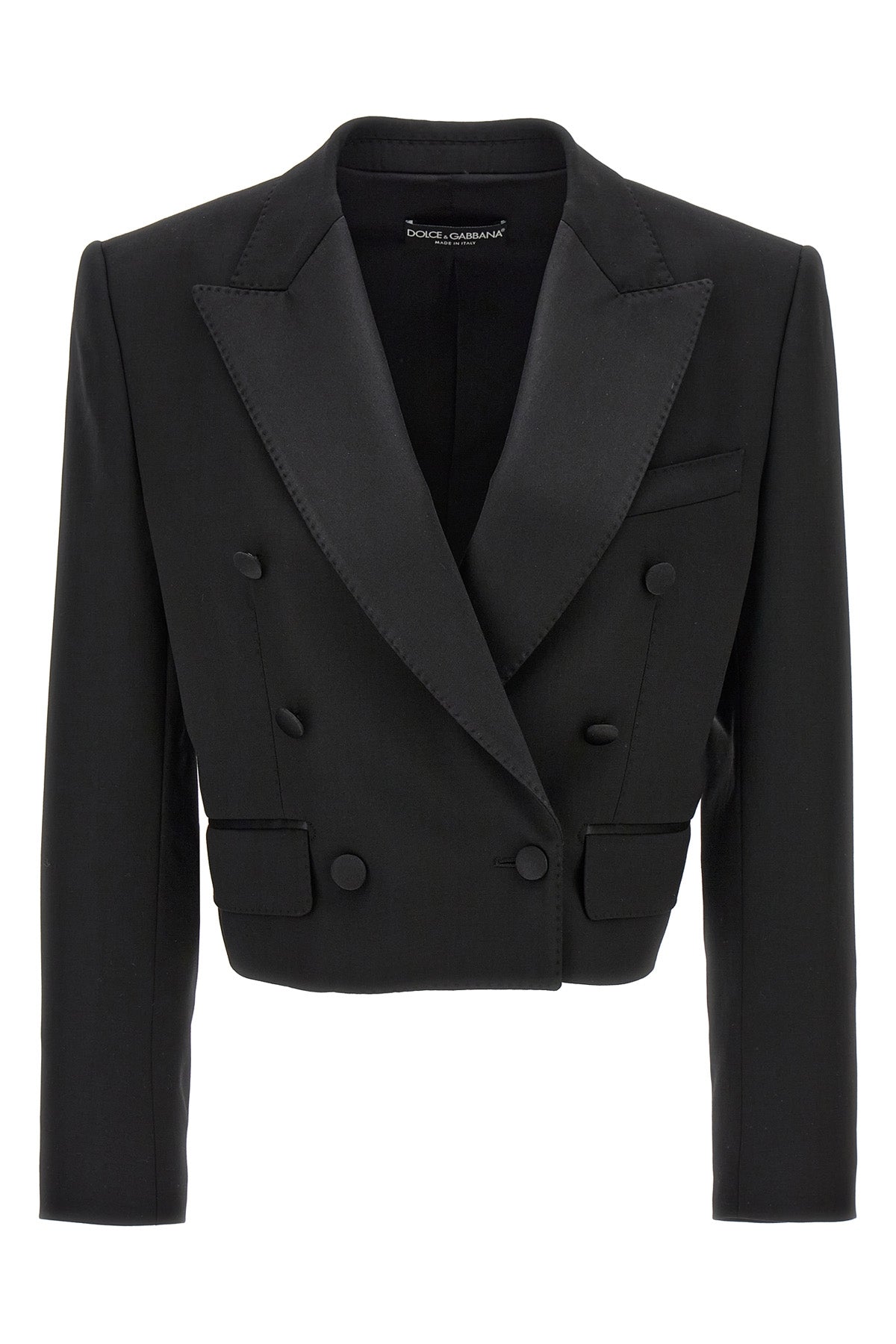 DOLCE amp; GABBANA 38 tuxedo double-breasted short wool twill blazer