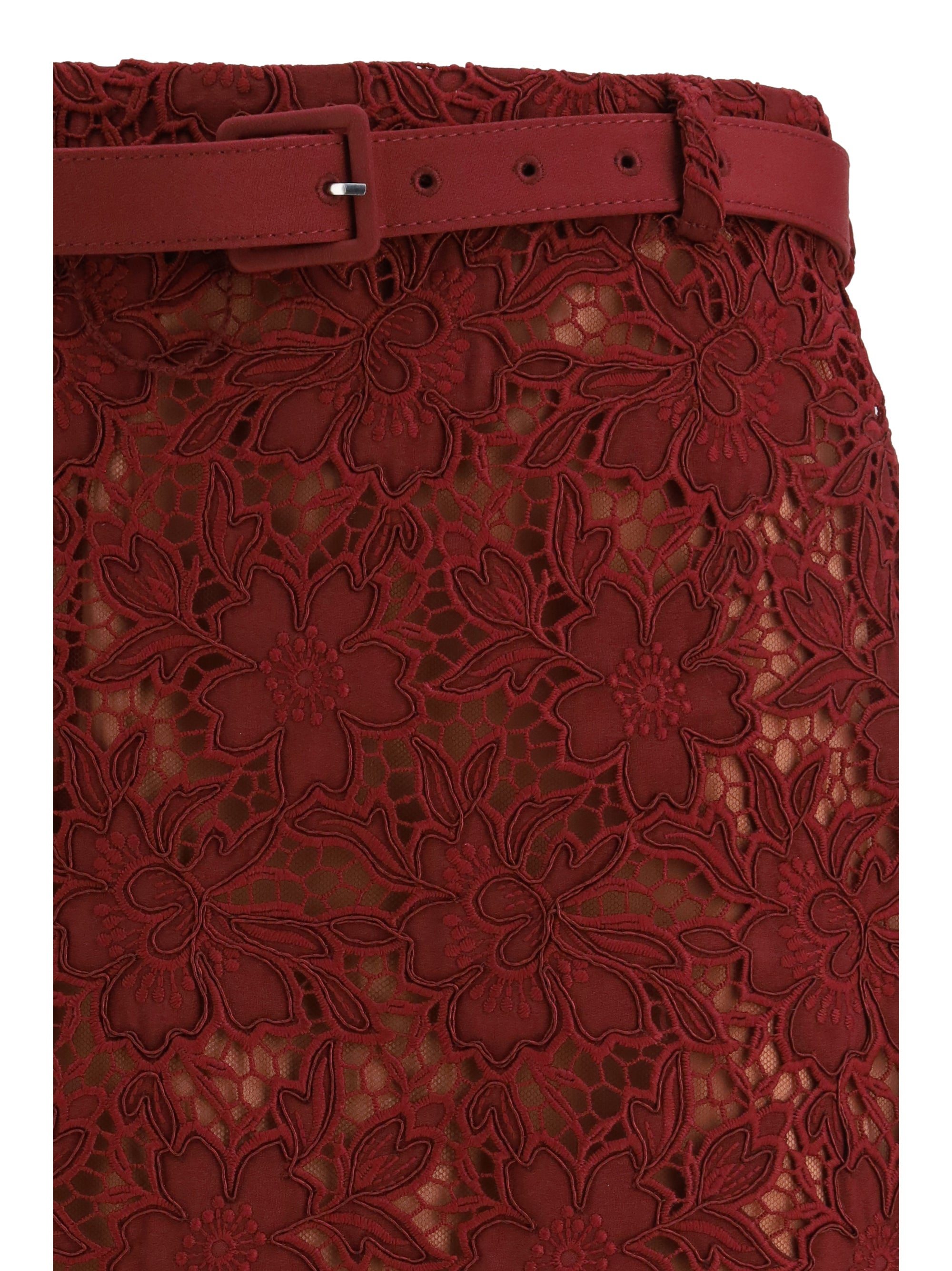 guipure lace midi skirt