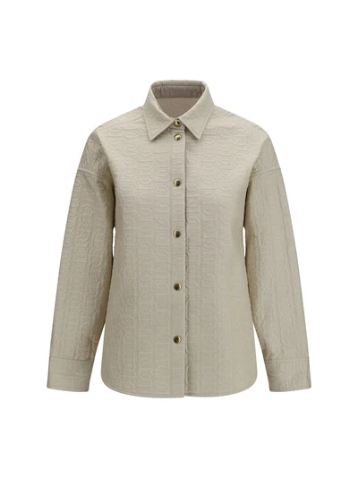 quilted chain motif padded shirt jacket