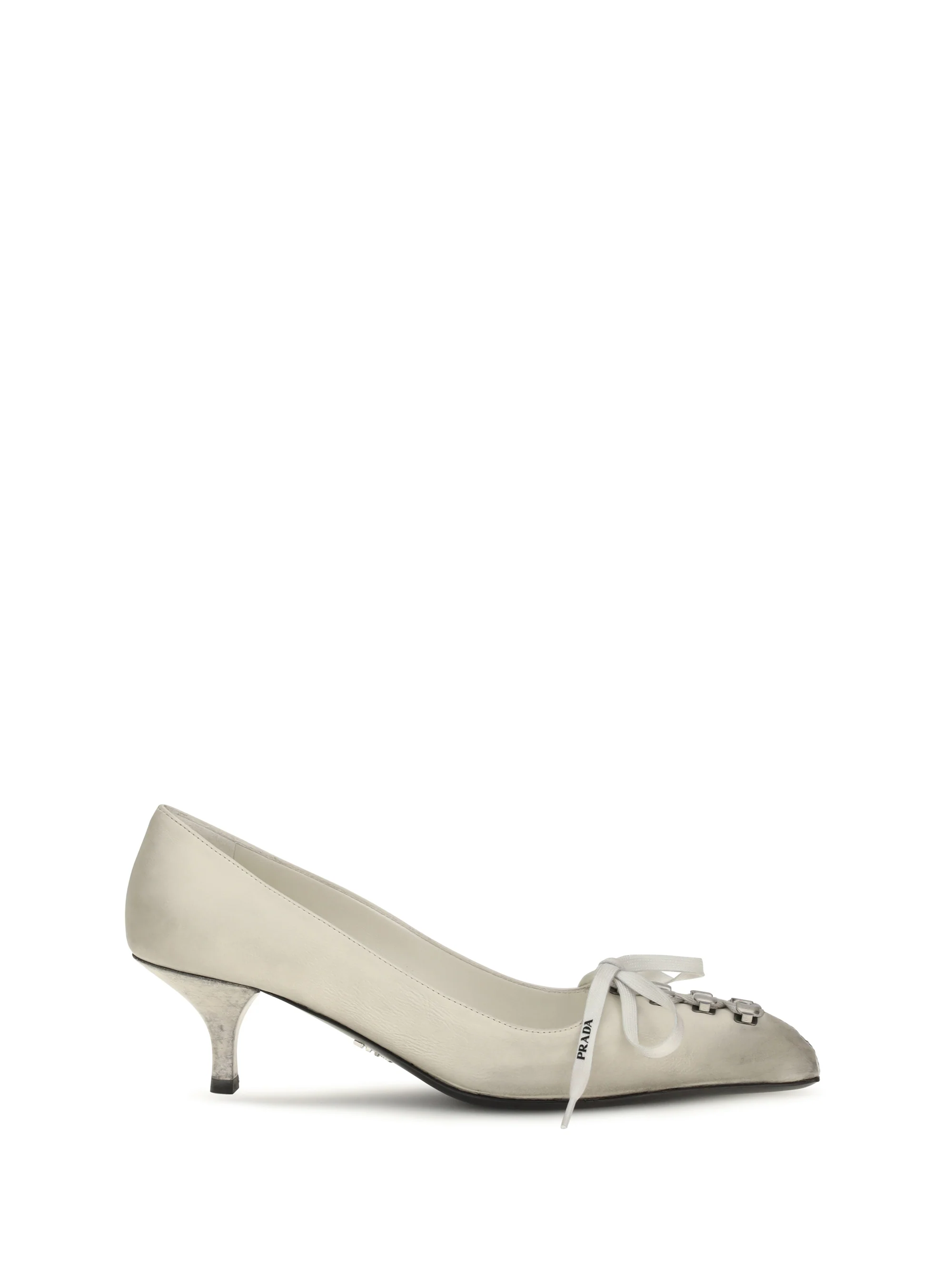 PRADA 36 lace-up antique-finish leather pumps