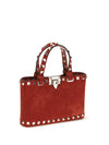 suede rockstud mini handbag