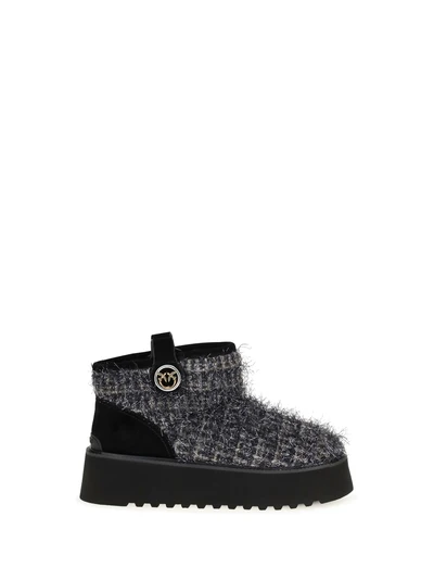 tweed and lurex ankle boots