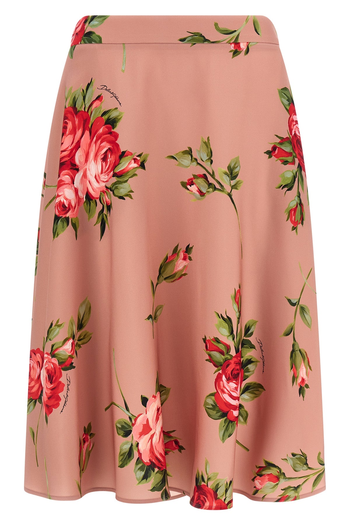DOLCE amp; GABBANA 40 bouquet rose print silk midi skirt