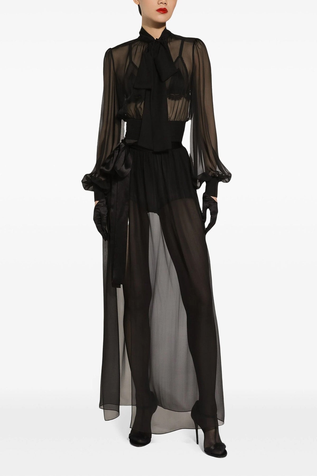 DOLCE amp; GABBANA 44 long silk chiffon skirt