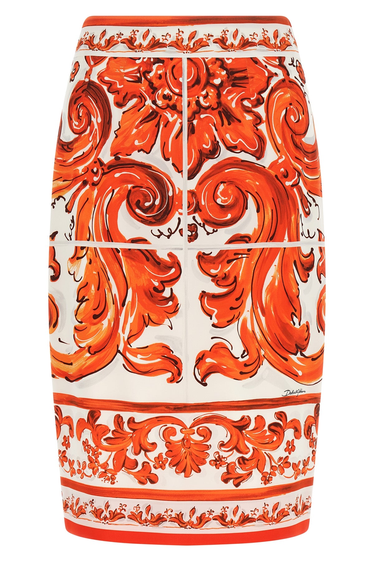 DOLCE amp; GABBANA 40 midi skirt in charmeuse maiolica print
