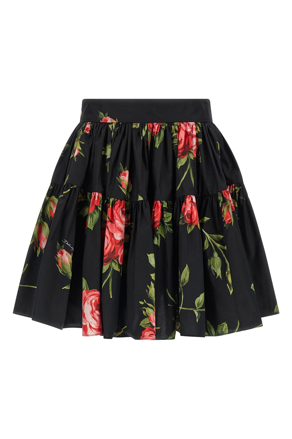 bouquet rose print cotton mini skirt