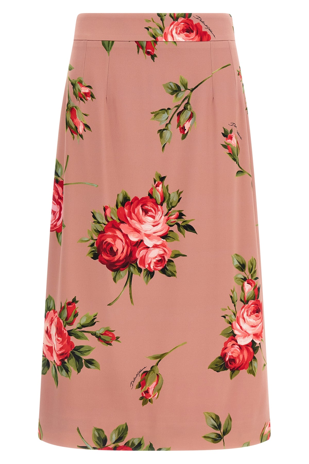 DOLCE amp; GABBANA 40 bouquet rose print silk midi skirt