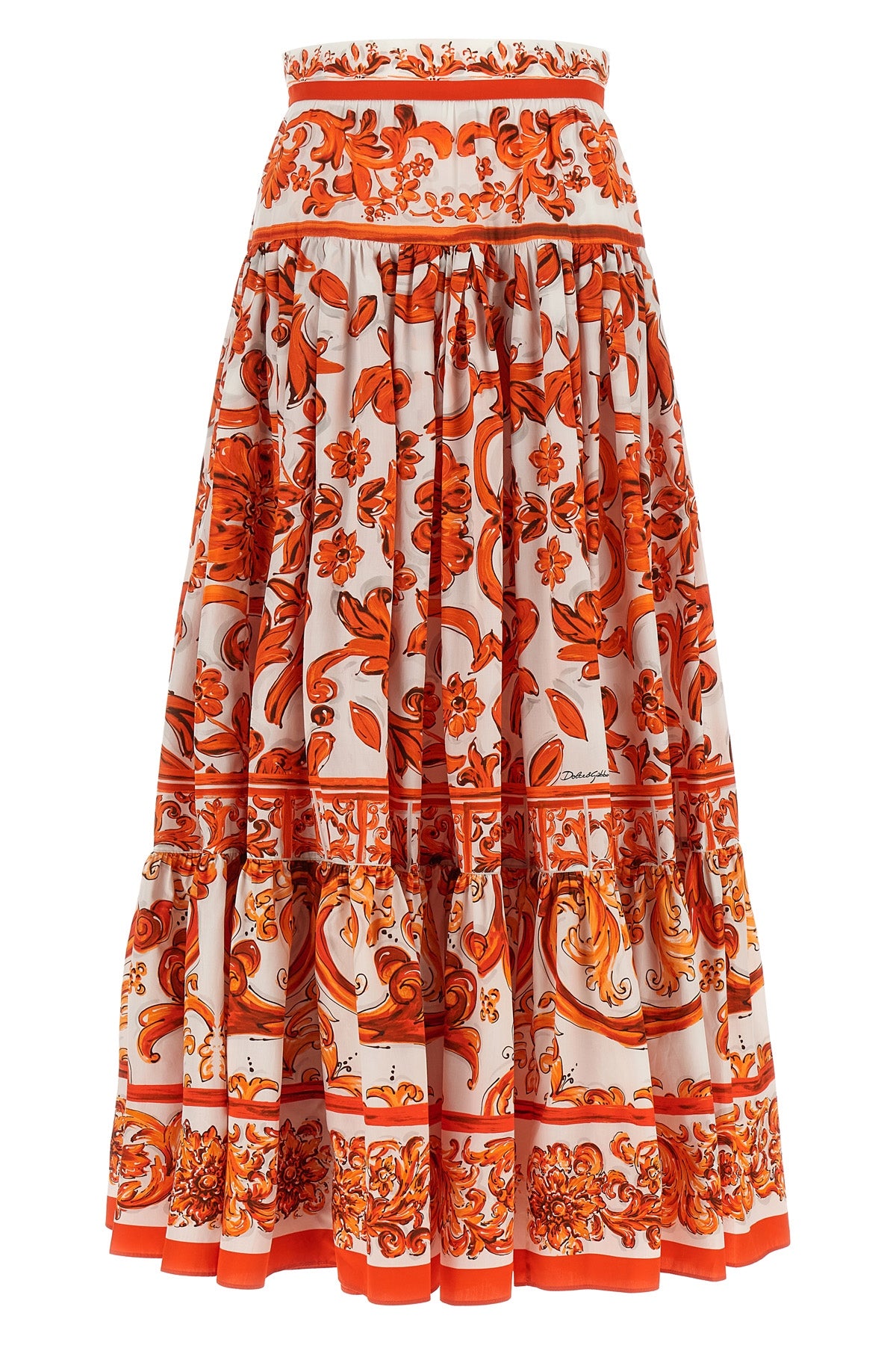 DOLCE amp; GABBANA 42 long skirt in maiolica print poplin