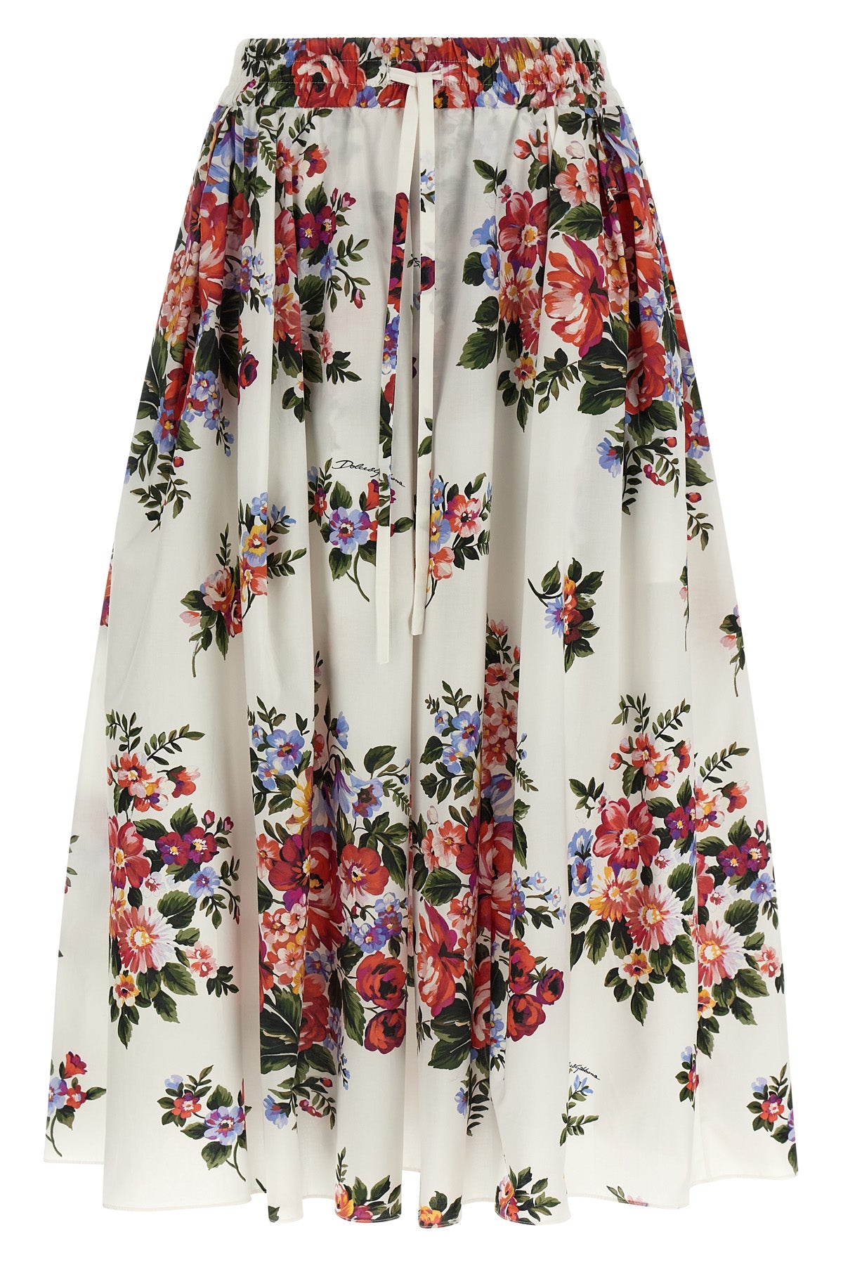 DOLCE amp; GABBANA 40 midi skirt in all-over mazzo di fiori print cotton poplin