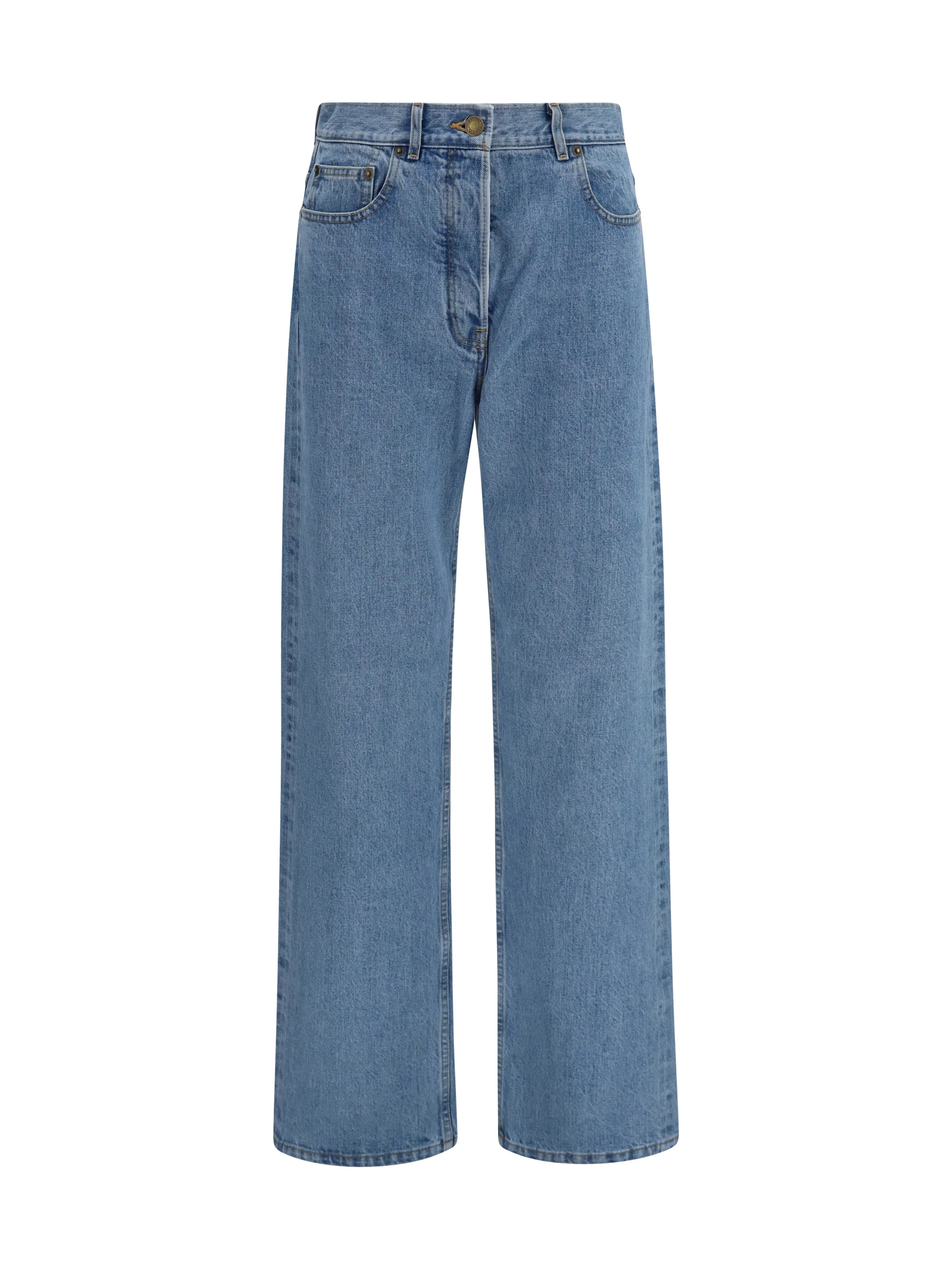 THOM BROWNE 38 straight-leg selvedge cotton jeans with adjustable back strap