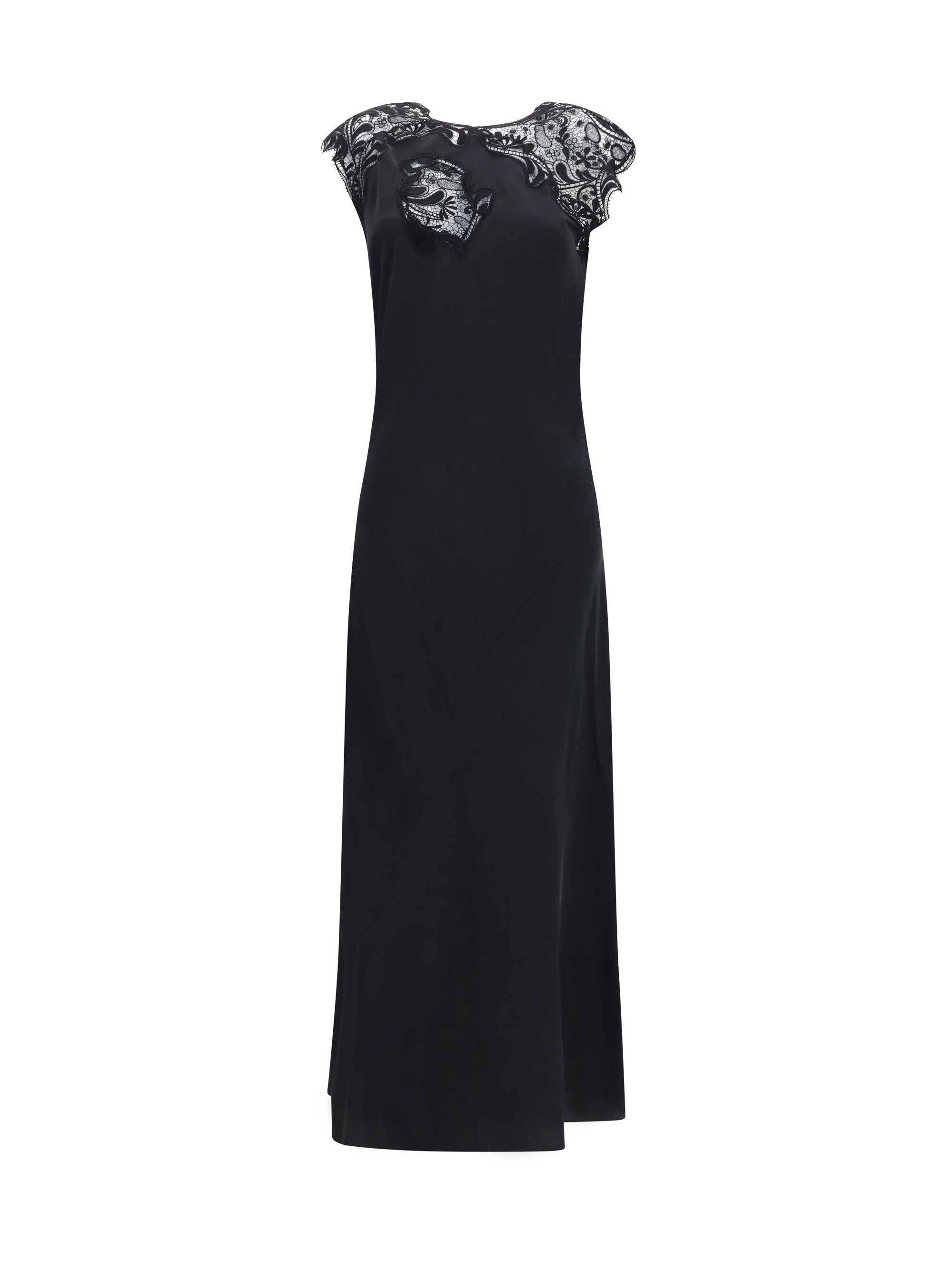 FERRAGAMO 42 silk dress with lace 