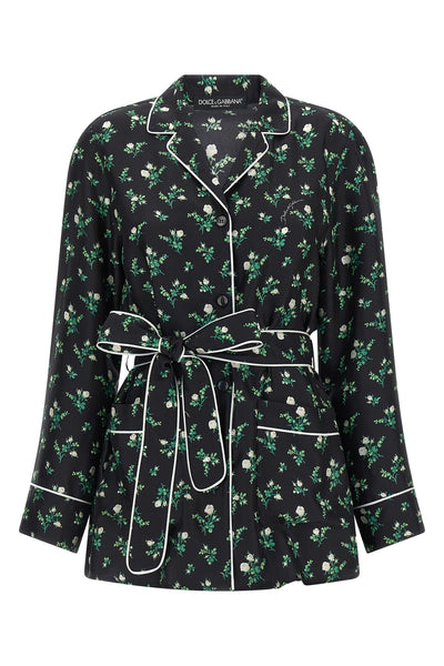 roselline and mughetti print silk twill shirt
