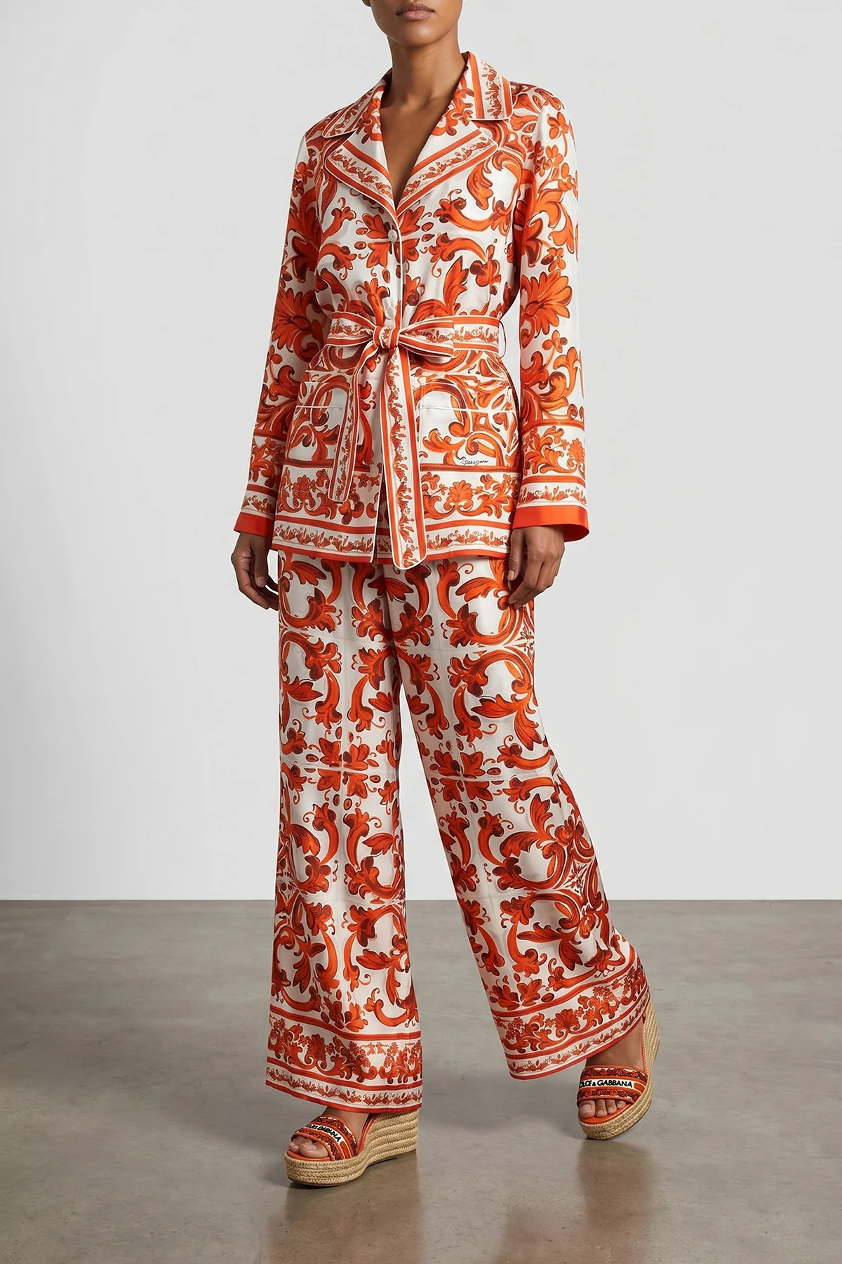 maiolica print fine silk shirt