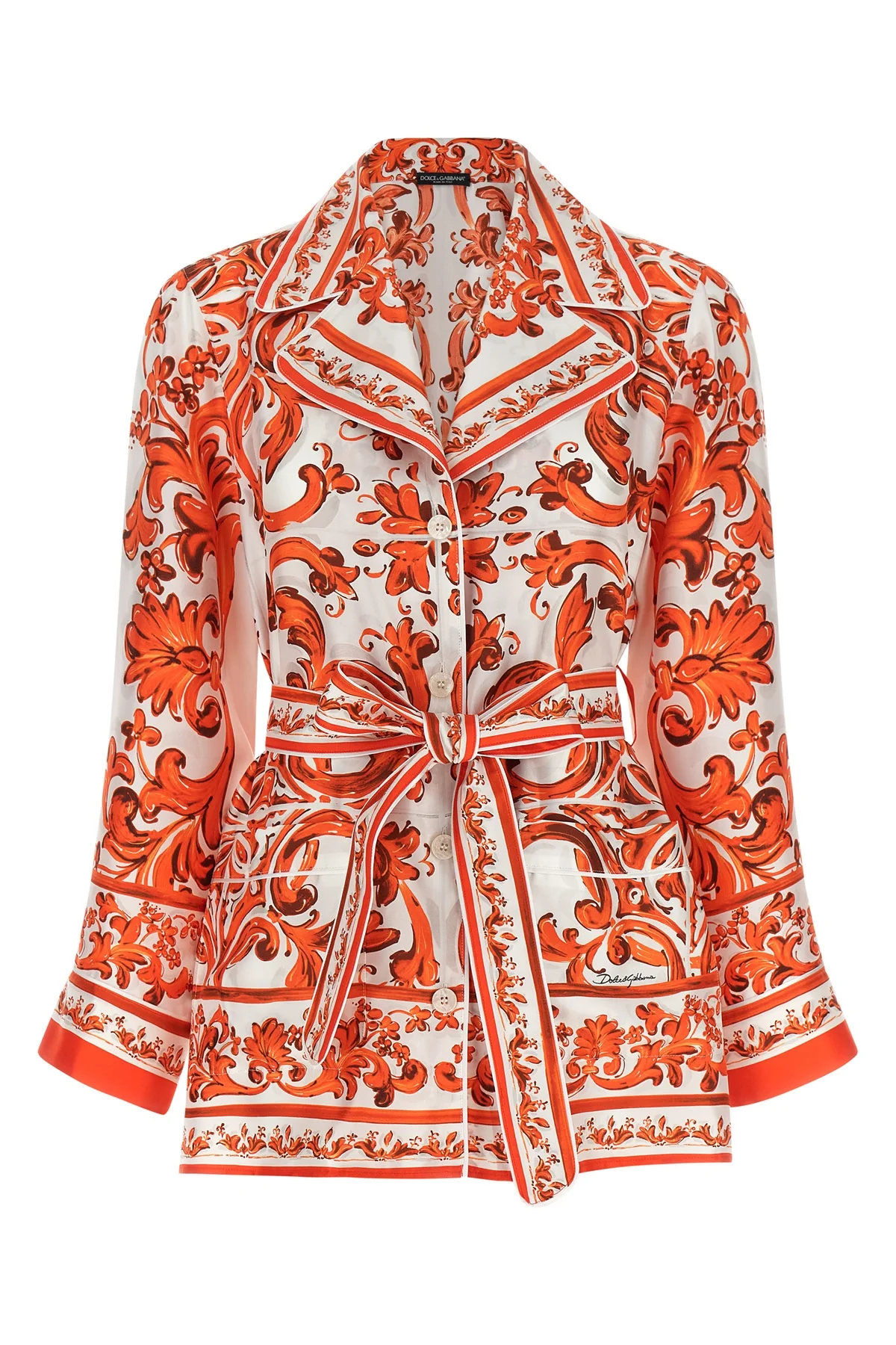 maiolica print fine silk shirt