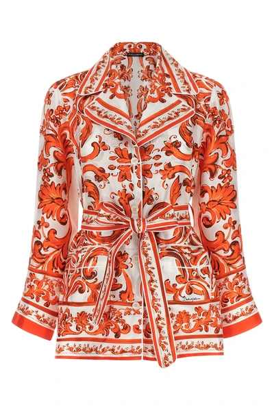 maiolica print fine silk shirt