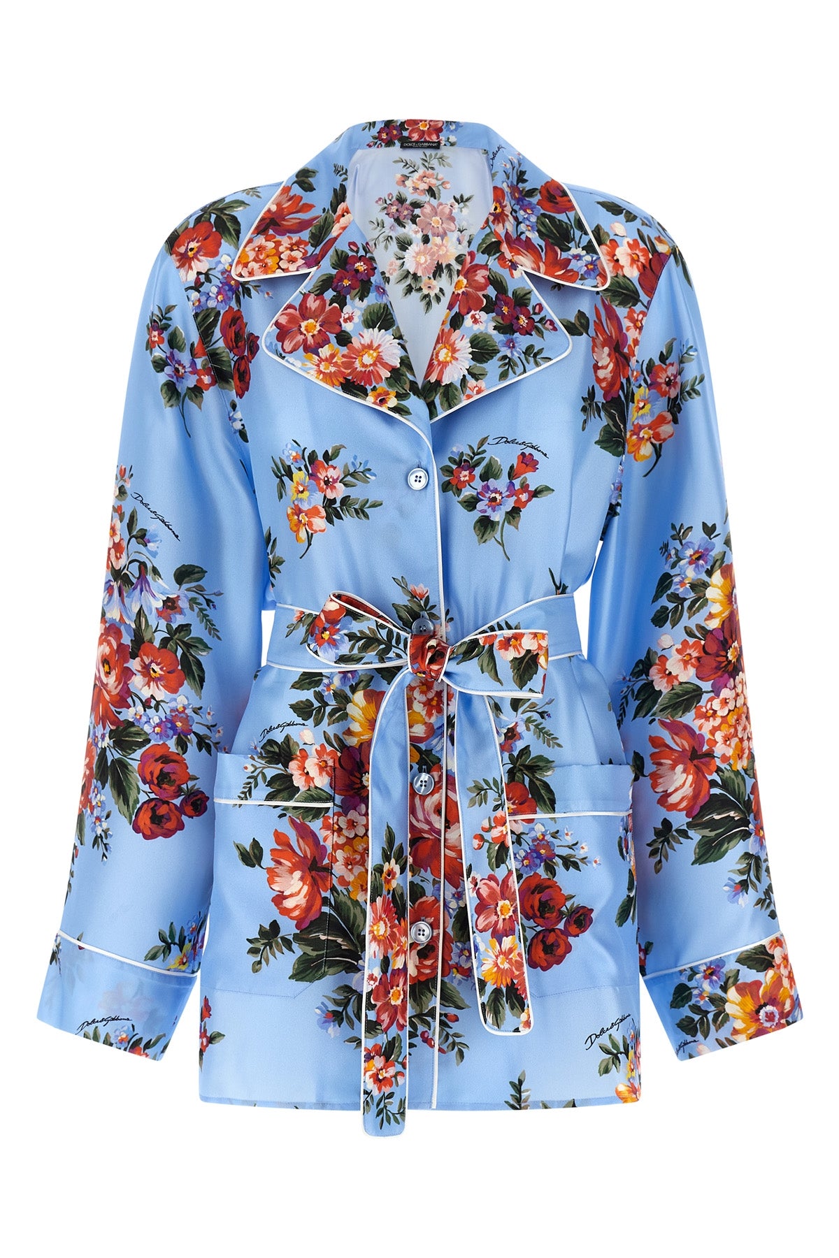 DOLCE amp; GABBANA 40 all-over mazzo di fiori print silk twill shirt