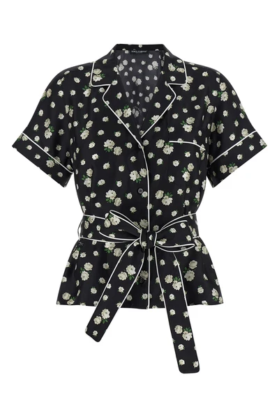 all-over fiorellini print silk twill shirt